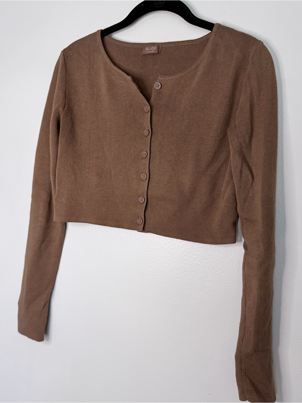 John Galt Brandy Melville Brown Cropped Button-Front Cardigan